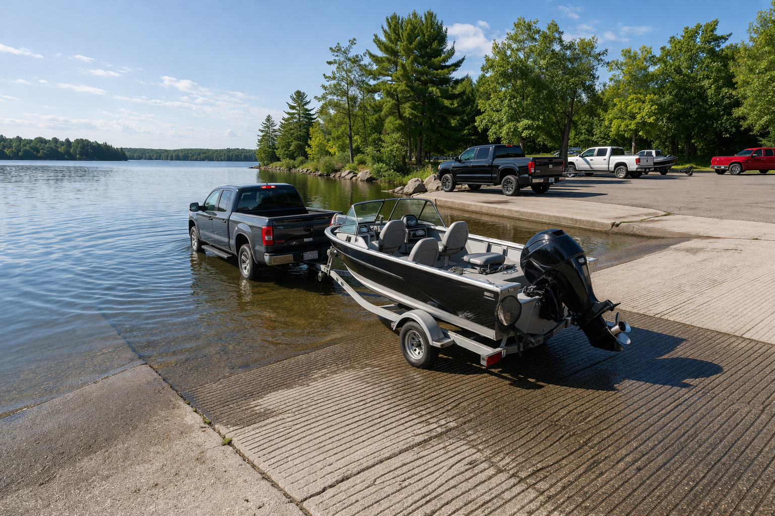 Smiths Falls Victoria Park boat launch on rideau in Ontario