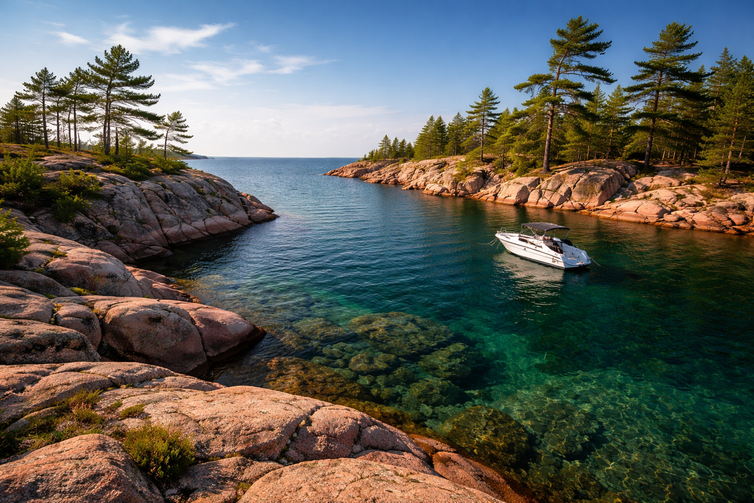French River Provincial Park (Hartley Bay) boat launch on french river in Ontario